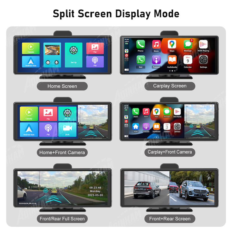 10.26 Touch Screen Car Dash Cam Wireless CarPlay Android Auto Radio ADAS  GPS