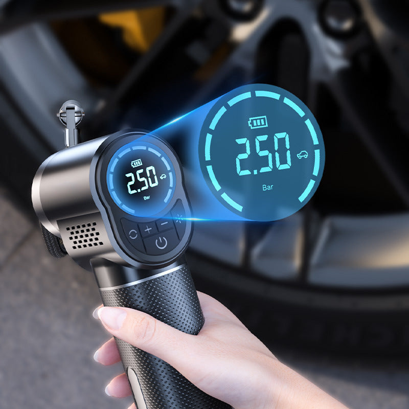 PanoraCirqi Portable Car Air Compressor: Easy Tire Inflation - Wireless & Wired Handheld Pump with LED Light | Tyre-pressure Measurers | Pressure Monitor | Pressure Indicators
