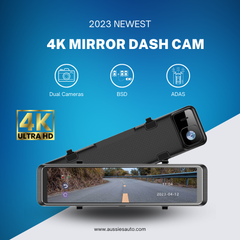 4K Mirror Dash Cam | 12'' Rear View Mirror Camera for Car,Dual Dash Cameras Front and Rear,Super Night Vision,Parking Monitoring,Reversing Assistance, 32 GB TF Card